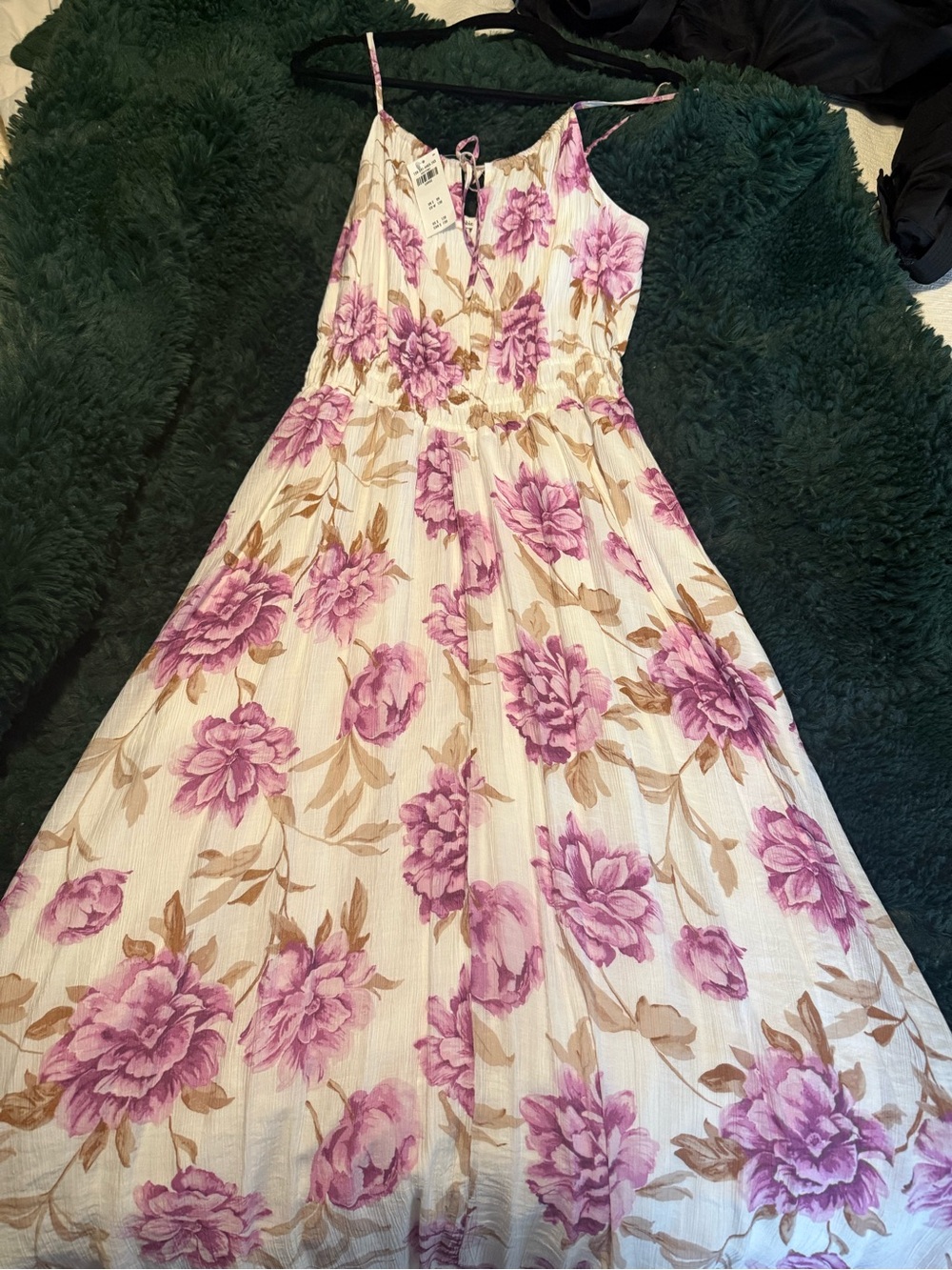 Abercrombie & Fitch Cream Maxi Dress with Pink Floral Print